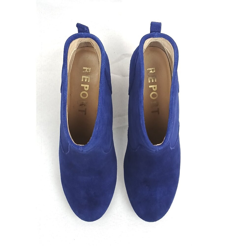 Report Blue Western Suede Ankle Medium Heel Boots Booties with Stacked Heel EUC - Picture 7 of 9